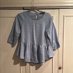 Blue Plaid Peplum Top